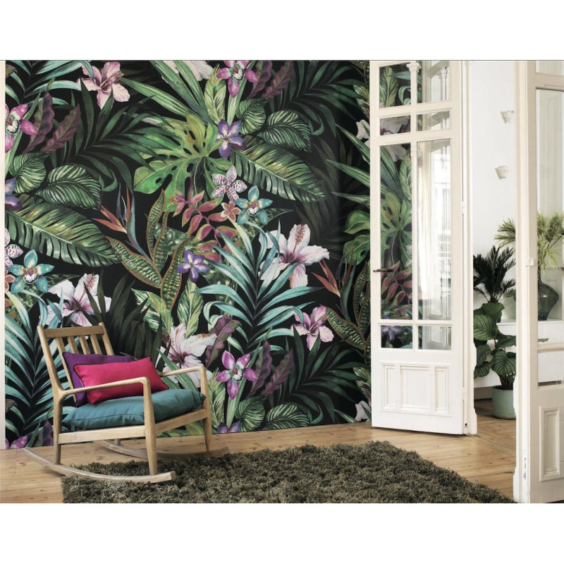 Stickers porte Jardin tropical : déco porte trompe l'oeil