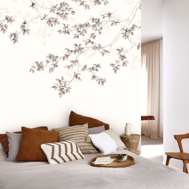 Panoramique intissé calming leaves rose nude - 300x250cm - WONDERWALLS - Casadeco - WDWS89134107