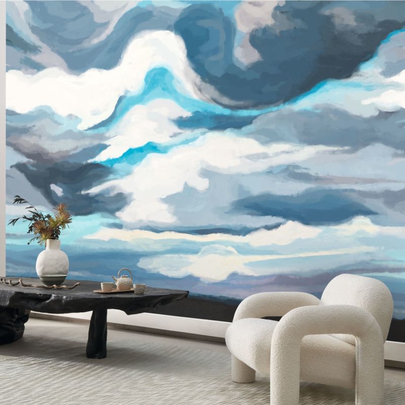 Panoramique intissé Cirrus bleu nuage - 400X250cm - WONDERWALLS - Casadeco - WDWS88886210