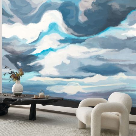 Panoramique intissé Cirrus bleu nuage - 400x280cm - WONDERWALLS - Casadeco - WDWS88886211