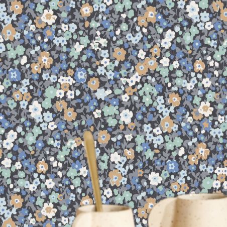 Papier peint Pansy encre et bleu - FLOWER MARKET - Casadeco - FLOM89216518