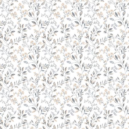 Papier Peint feuillage printanier gris et beige - CUISINE FRAICHEUR - LUTÈCE - G45454