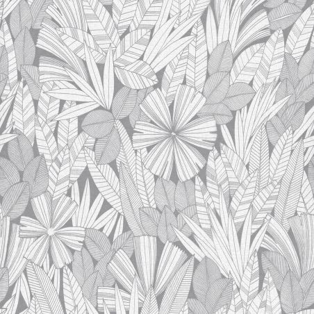 Papier Peint intissé Feuilles Tropicales gris - HAPPY - LUTÈCE - FD26344