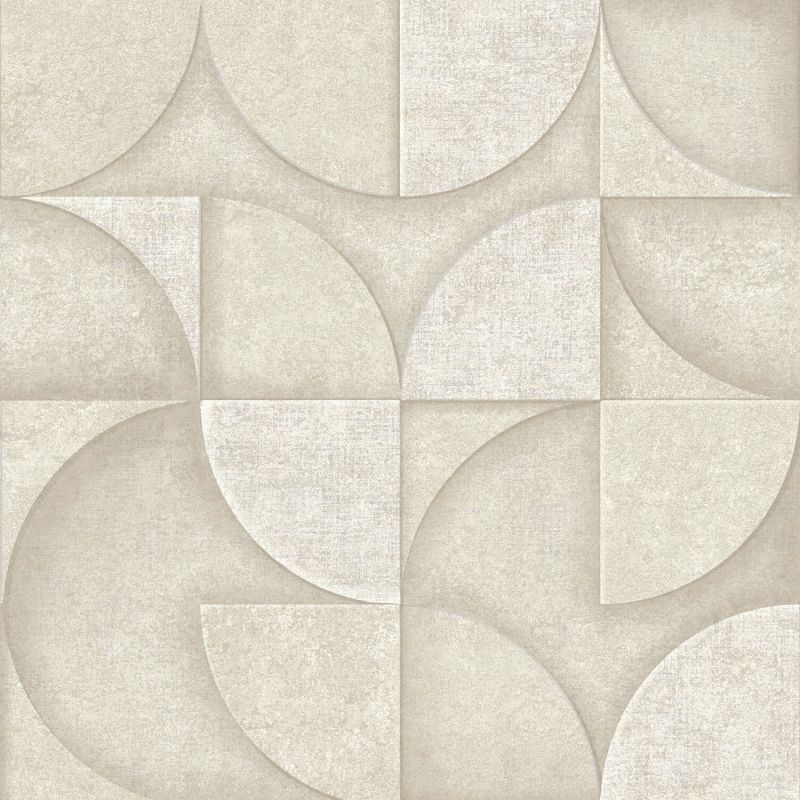 Papier peint intissé Addison cercle minéral beige et argent - Harry - Lutèce - DL26747