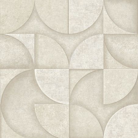 Papier peint intissé Addison cercle minéral beige et argent - Harry - Lutèce - DL26747