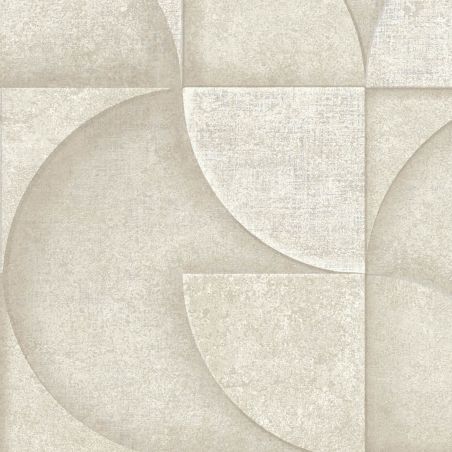 Papier peint intissé Addison cercle minéral beige et argent - Harry - Lutèce - DL26747