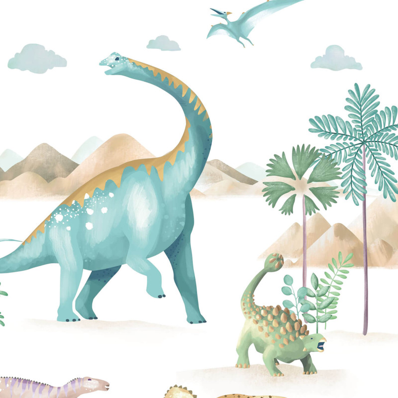 Panoramique intissé Le Monde des Dinosaures - 250X280cm - Les Minis Mondes - Caselio - MNM105774501