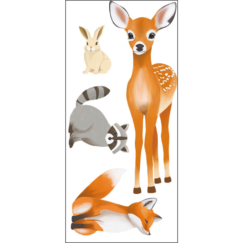 Stickers Décor Pré-encollé Animaux de la Forêt - Les Minis Mondes - Caselio - MNM105873020