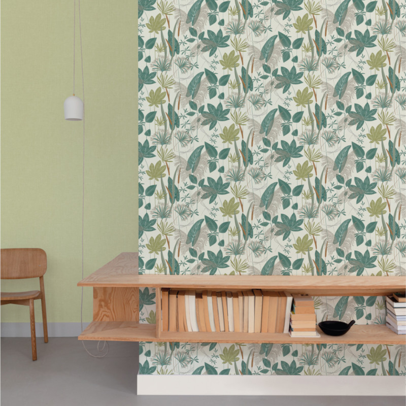 Papier peint intissé Loma Floral vert et doré - Arcadia - Grandeco - A70702