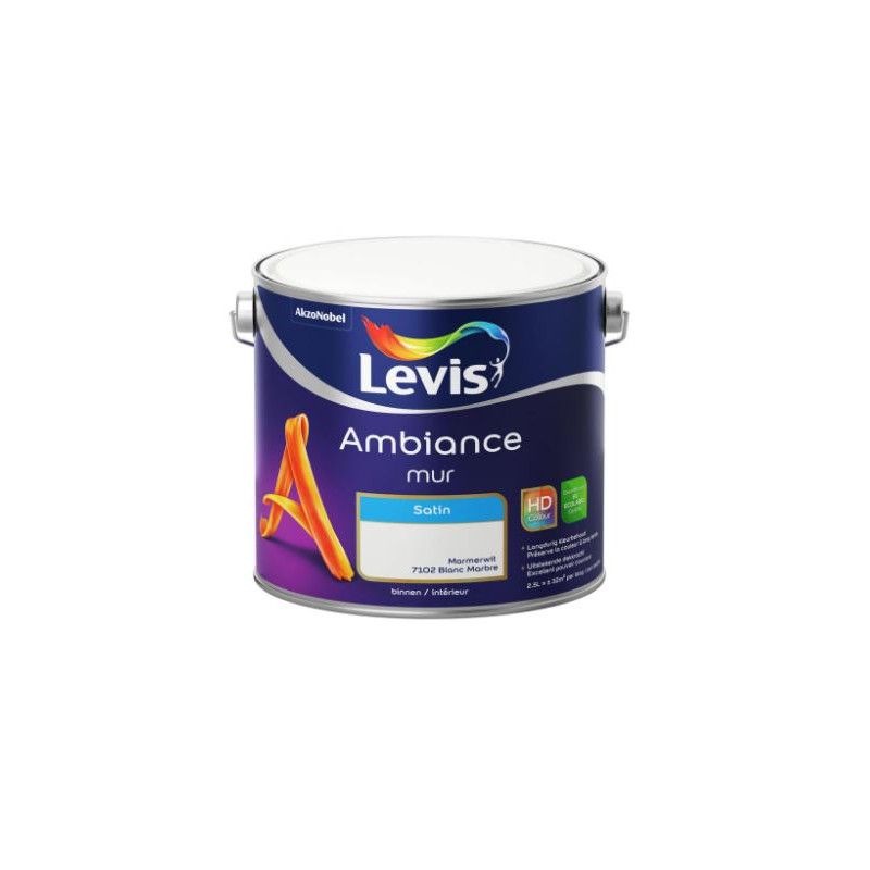 Peinture intérieure spéciale mur "AMBIANCE" blanc satin - 2,5L - LEVIS