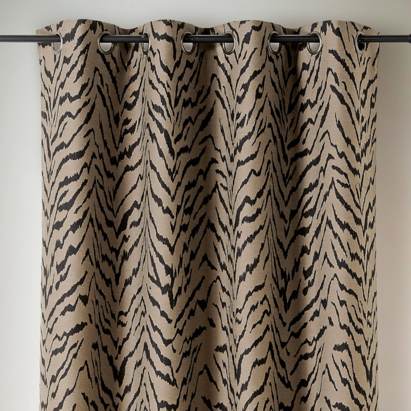 Rideau à œillets Zulu cannelle, beige et noir - 140x240cm - Linder - 448-19-10195-375