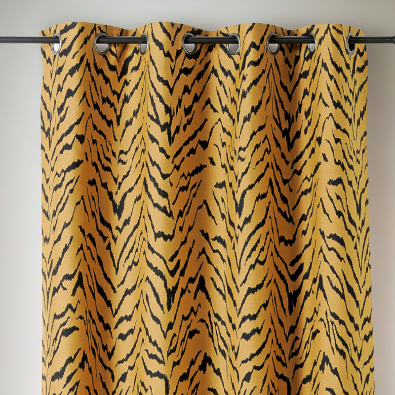 Rideau à œillets Zulu jaune savane et noir - 140x240cm - Linder - 448-39-10195-375