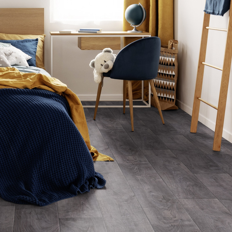 Sol PVC - Factory Anthracite - Parquet gris foncé - Primetex - GERFLOR - rouleau 4M