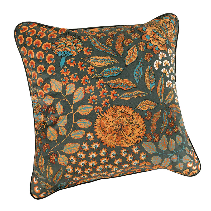 Coussin - Pendjab jaune doré et vert forêt - 45x45cm - Linder - 1900-38-49980-612