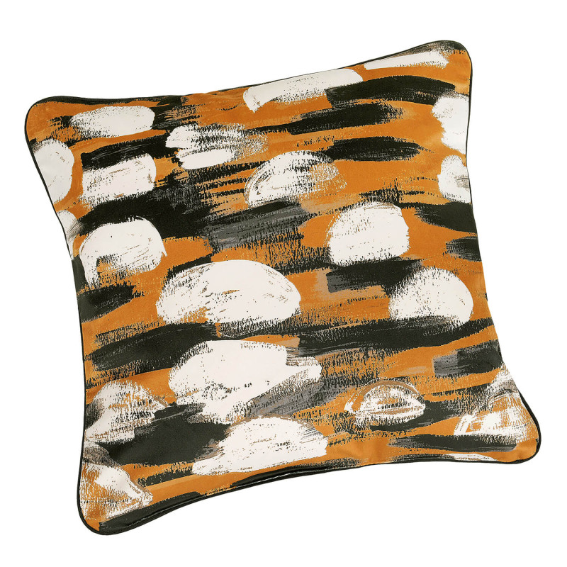 Coussin - Erin jaune ocre, noir et blanc - 45x45cm - Linder - 1900-35-49982-612