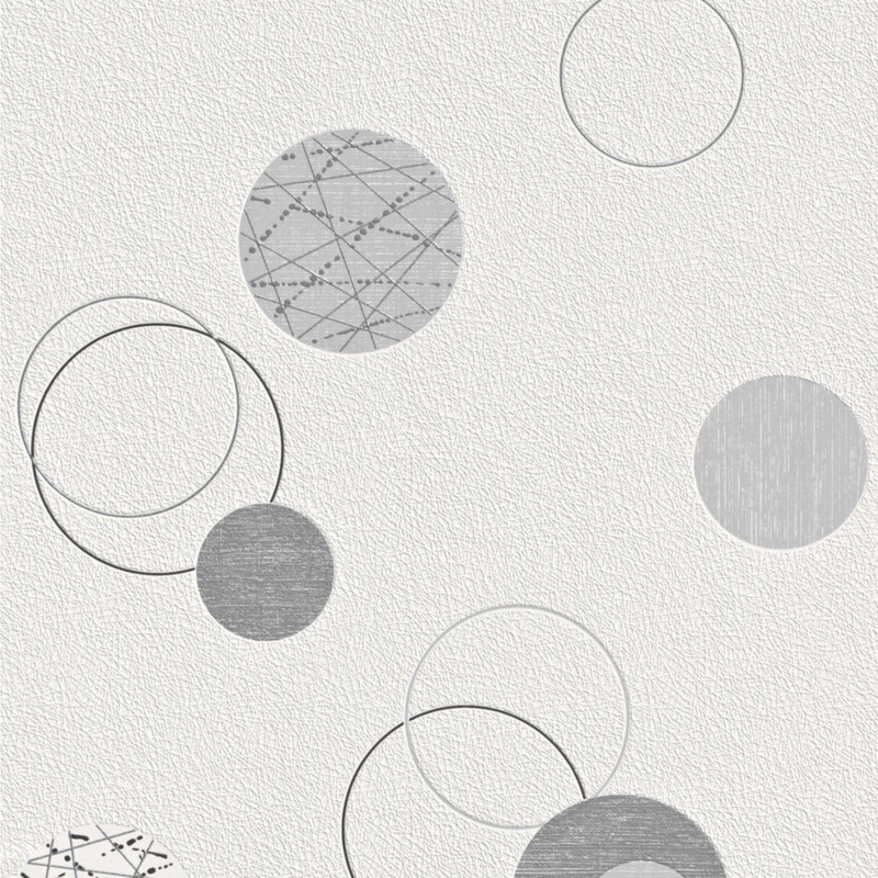 Papier peint intissé Planète noir, gris et blanc - Geometric - Rasch - 475906