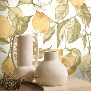 Papier peint intissé Lemon Tree jaune citron et blanc - Soliflore - Casadeco - SOLI200277227