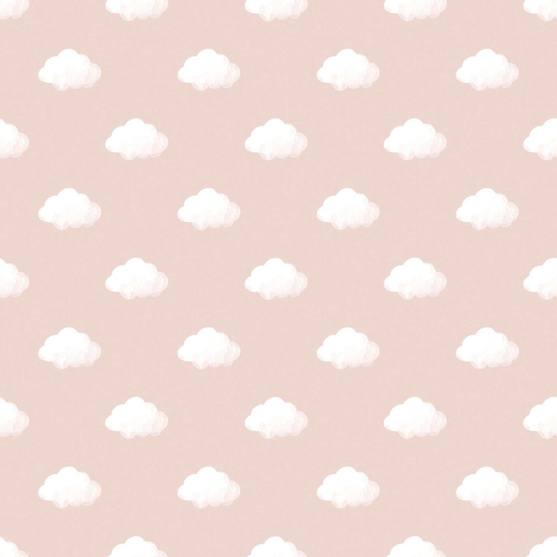 Papier peint intissé Nuages blanc fond rose - Babyland 2 - Lutèce - 14834