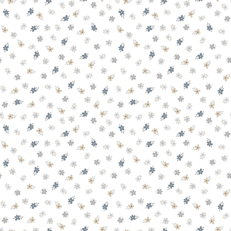 Papier peint intissé Fleurettes beige et bleu - Babyland 2 - Lutèce - 14843