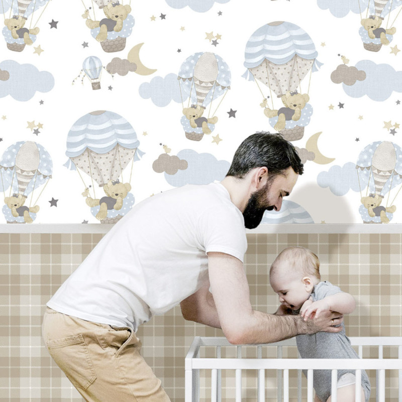 Papier peint intissé Tartan beige - Babyland 2 - Lutèce - 14872