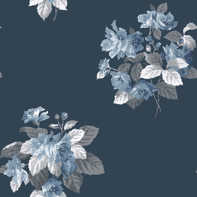 Papier peint intissé Bouquet Fleuri bleu nuit - Jardin Secret - Lutèce - G78498