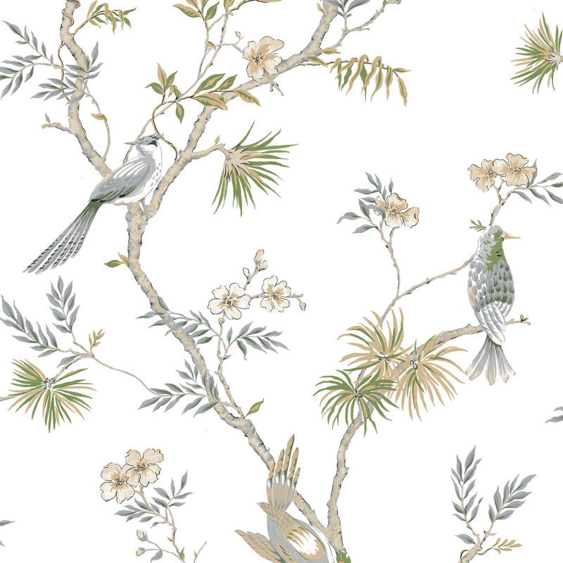 Papier peint intissé Oiseau Exotique gris - Jardin Secret - Lutèce - G78492