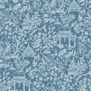 Papier peint intissé Toile de Jouy Japonais bleu - Jardin Secret - Lutèce - G78508