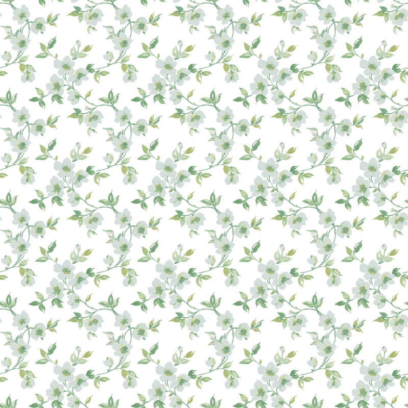 Papier peint intissé Eglantier gris bleuté - Jardin Secret - Lutèce - G78483