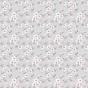 Papier peint intissé Eglantier rose et gris - Jardin Secret - Lutèce - G78485