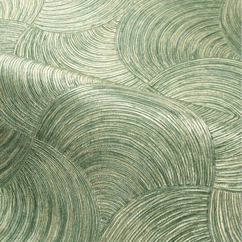 Papier peint vinyle sur intissé Aphelie vert métallique - Magnitude Textures - Casamance - 76620202