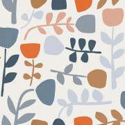 Papier peint intissé Juni floral scandinave orange et bleu - Délicatesse - Lutèce - FD26535