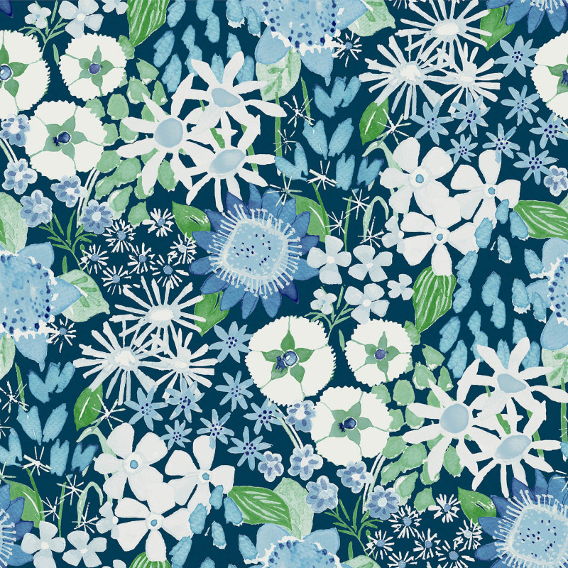 Papier peint intissé Karina fleur camaïeu bleu - Délicatesse - Lutèce - FD26524