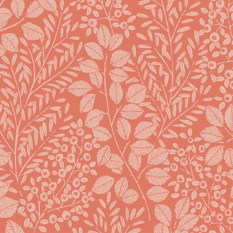 Papier peint intissé Elin empreinte végétal rose corail - Délicatesse - Lutèce - FD26516